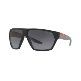 Prada PS08US-4535W1 Linea Rossa Black Rubber Sport Grey Gradient Polarized Lens Active Sunglasses