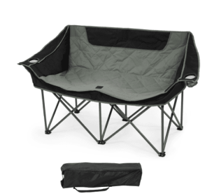 Only Supports Self Pickup  Outdoor Camping Chair, Oversized Recliner With Armrests, Cup Holder And Carrying Bag, Outdoor Heavy Duty Folding Chair (Option: Black gray)